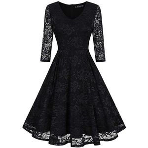 Mari Cias Women's V-Neck Dress Black Cocktail S